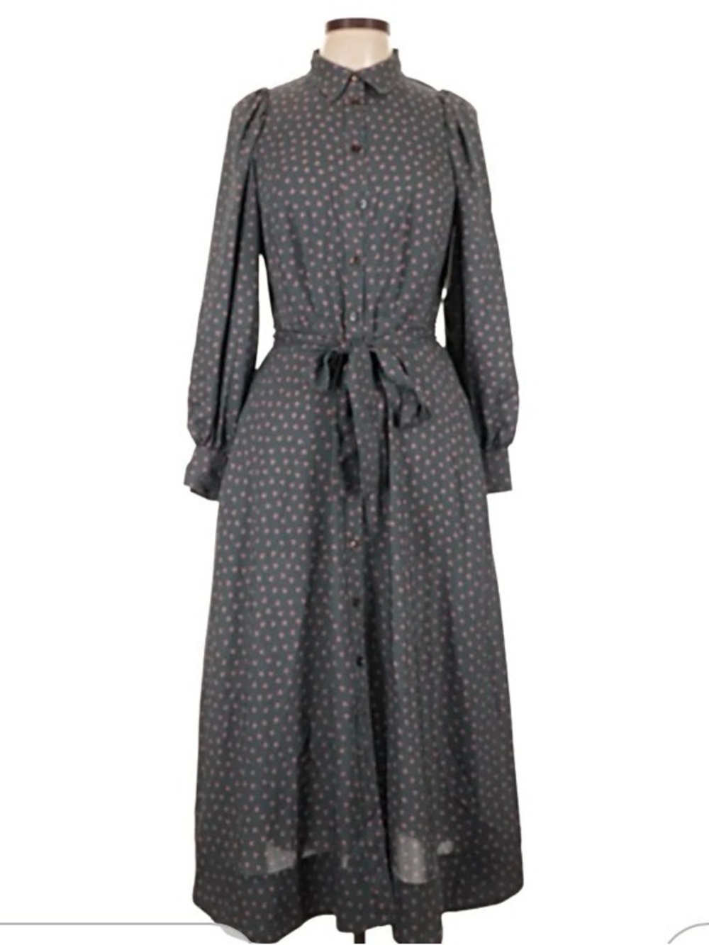 Ann Taylor Charcoal Maxi Dress with Pink coral Heart Print